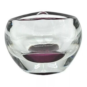 ROYAL LIMITED Purple/Clear 24% Lead Crystal Votive Candle Tealite Holder Bowl